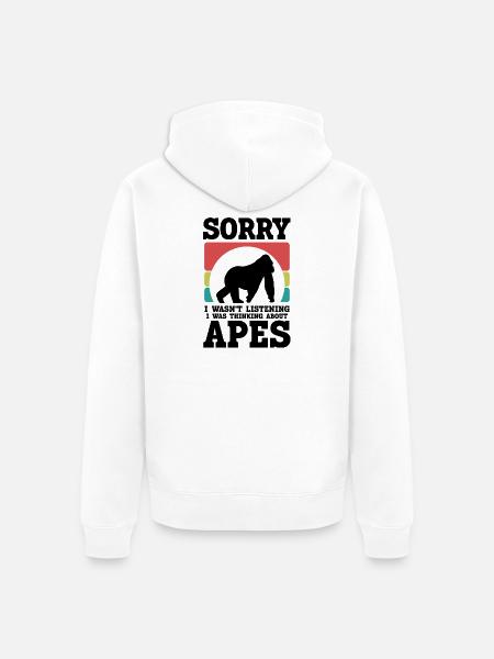 Affen Humor Retro-Style - Unisex Premium Bio Zip Hoodie - Weiß
