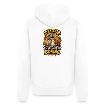 Beekeeper Hobbies - Unisex Premium Bio Zip Hoodie - Weiß - Hinten - Thijin (182cm)
