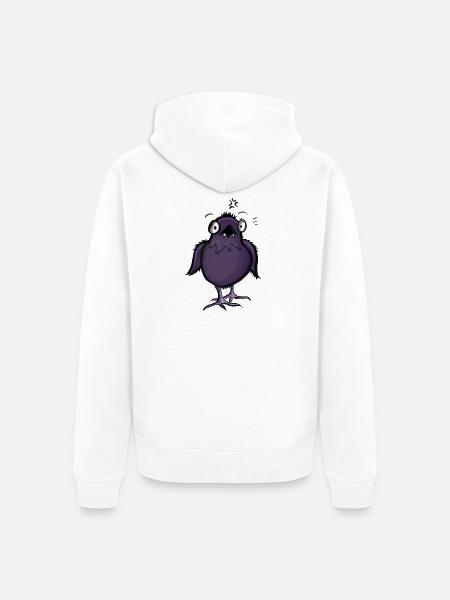 Monster Raven Charakter - Unisex Premium Bio Zip Hoodie - Weiß