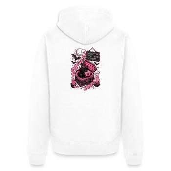 Gothische Katze im pinken Sarg - Unisex Premium Bio Zip Hoodie - Weiß - Hinten - Thijin (182cm)