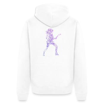 Geschenkidee für die Gitarristin mit Gitarrenspiel - Unisex Premium Bio Zip Hoodie - Weiß - Hinten - Thijin (182cm)