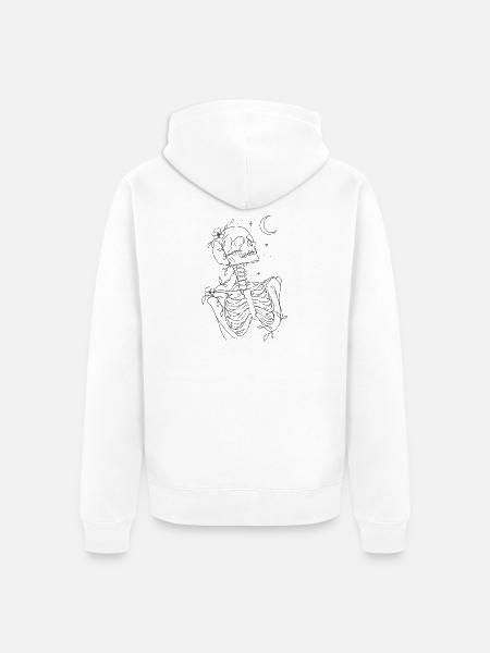 Skelett im Mondschein - Unisex Premium Bio Zip Hoodie - Weiß