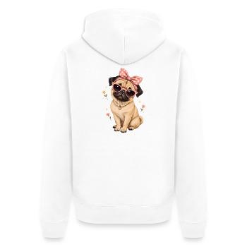 Mops Hund süßer Mops niedlicher Mops - Unisex Premium Bio Zip Hoodie - Weiß - Hinten - Thijin (182cm)