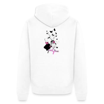Feel_free - Unisex Premium Bio Zip Hoodie - Weiß - Hinten - Thijin (182cm)
