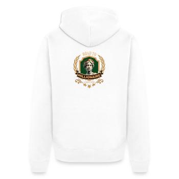 ROAD TO MILLIONAIRE - Unisex Premium Organic Zip Hoodie - white - Back - Thijin (182cm)