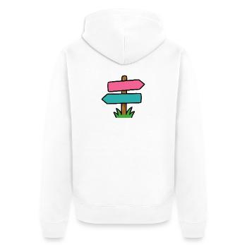 Wegweiser - Unisex Premium Bio Zip Hoodie - Weiß - Hinten - Thijin (182cm)