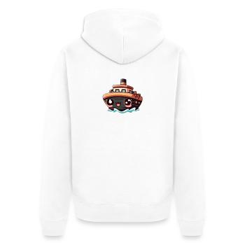 Cheerful ship with eyes - Unisex Premium Organic Zip Hoodie - white - Back - Thijin (182cm)