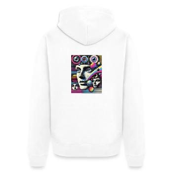 Celestial Mind - the universe in the head - Unisex Premium Organic Zip Hoodie - white - Back - Thijin (182cm)