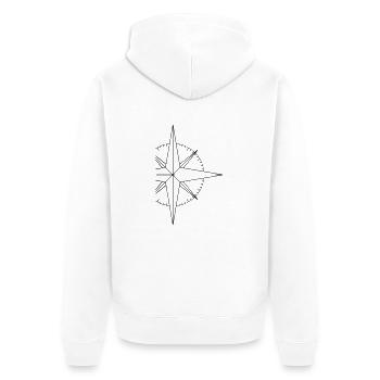Simple Kompass - Unisex Premium Bio Zip Hoodie - Weiß - Hinten - Thijin (182cm)