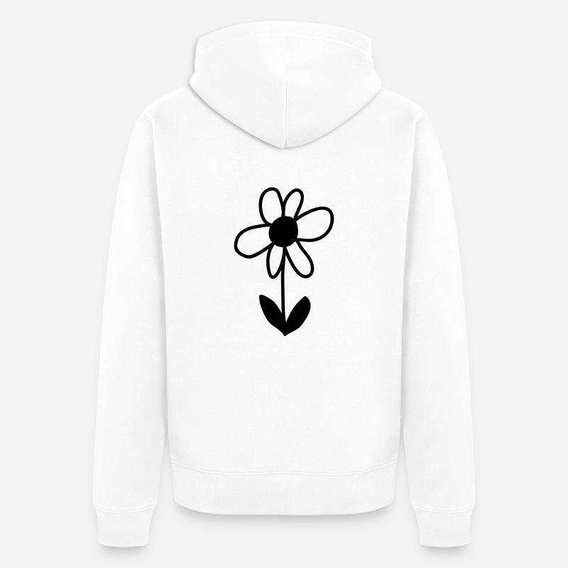 Blümchen (mono) - Unisex Premium Bio Zip Hoodie - Weiß