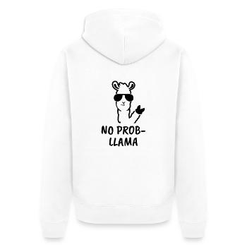 NO PROB-LLAMA! - Unisex Premium Bio Zip Hoodie - Weiß - Hinten - Thijin (182cm)