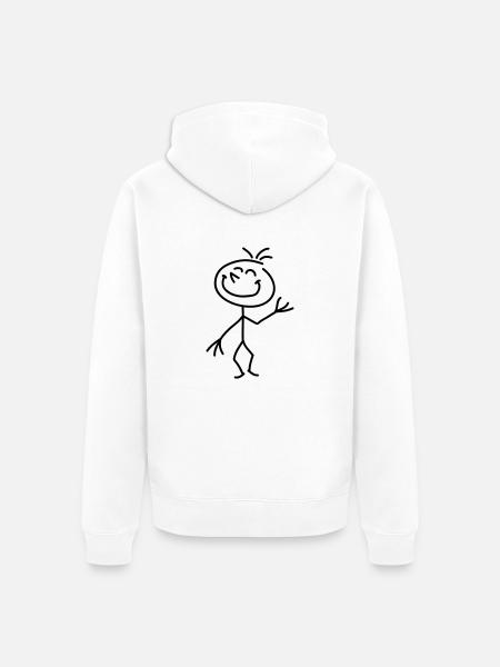 happy_stick_figure_1c - Unisex Premium Organic Zip Hoodie - white