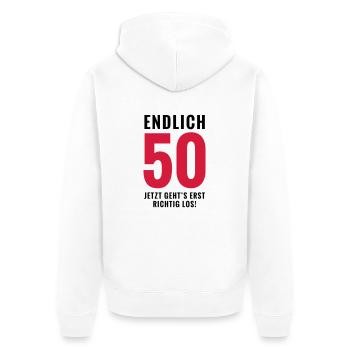 Endlich 50 - Geburtstag - Unisex Premium Bio Zip Hoodie - Weiß - Hinten - Thijin (182cm)