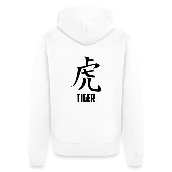 Tiger Kanji Character - Unisex Premium Organic Zip Hoodie - white - Back - Thijin (182cm)