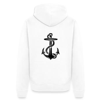 Schwarzer Anker - Black Anchor - Unisex Premium Bio Zip Hoodie - Weiß - Hinten - Thijin (182cm)