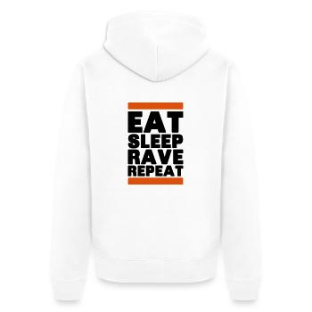 eat sleep rave repeat - Unisex Premium Bio Zip Hoodie - Weiß - Hinten - Thijin (182cm)
