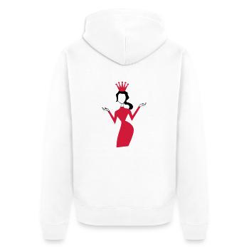 frau - Unisex Premium Bio Zip Hoodie - Weiß - Hinten - Thijin (182cm)
