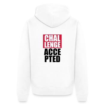 Cool Challenge Accepted Text Design - Unisex Premium Bio Zip Hoodie - Weiß - Hinten - Thijin (182cm)