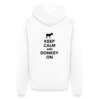 Keep calm and Donkey on - Veste à capuche bio Premium Unisexe - blanc - Dos - Thijin (182cm)