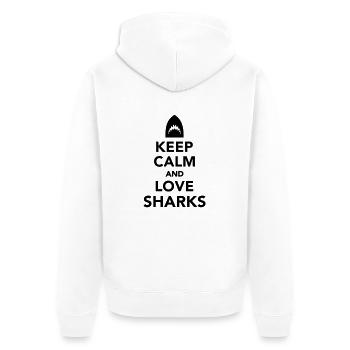 Keep calm and love sharks - Unisex Premium Organic Zip Hoodie - white - Back - Thijin (182cm)