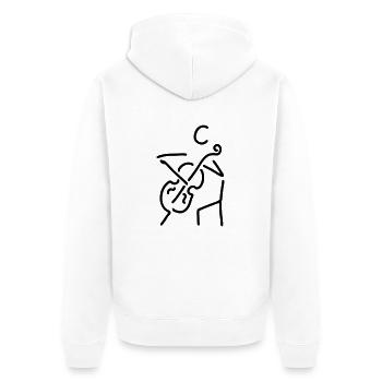 cellist - Unisex Premium Bio Zip Hoodie - Weiß - Hinten - Thijin (182cm)