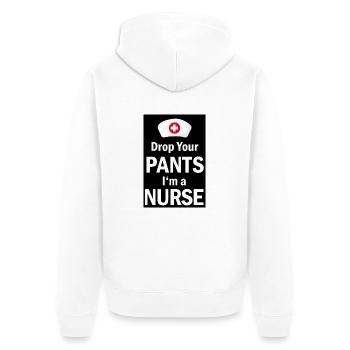 Infirmière laissant tomber vos pantalons Im une affiche d'infirmière - Veste à capuche bio Premium Unisexe - blanc - Dos - Thijin (182cm)