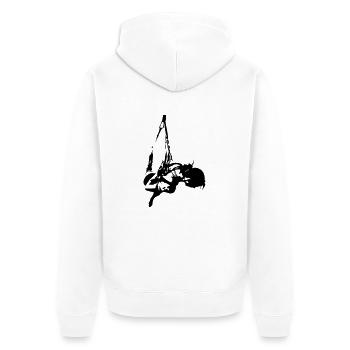Hanging Sideways - Unisex Premium Bio Zip Hoodie - Weiß - Hinten - Thijin (182cm)
