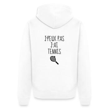 Tennis - Sport - Racket - Tennis Player - Tenis - Unisex Premium Organic Zip Hoodie - white - Back - Thijin (182cm)