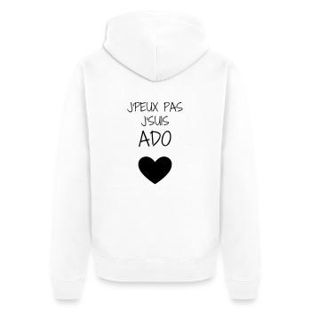 Teenager / Jugendliche / Jugendlicher / Kind - Unisex Premium Bio Zip Hoodie - Weiß - Hinten - Thijin (182cm)