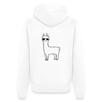 Cool Sonnenbrille Alpaka - Unisex Premium Bio Zip Hoodie - Weiß - Hinten - Thijin (182cm)