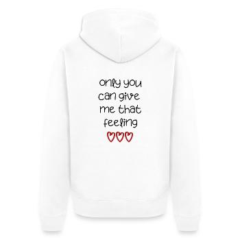 love love Saint-Valentin en amour Dicton anglais - Veste à capuche bio Premium Unisexe - blanc - Dos - Thijin (182cm)