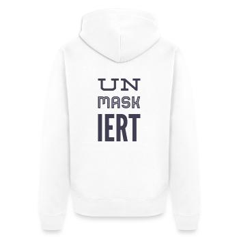 UN MASKED - Unmasked - Unmasked. NEW HIT! - Unisex Premium Organic Zip Hoodie - white - Back - Thijin (182cm)