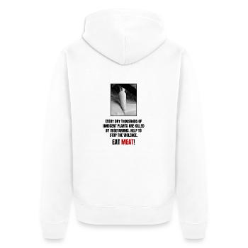 Manger viande! Plantes innocentes végétariennes - Veste à capuche bio Premium Unisexe - blanc - Dos - Thijin (182cm)