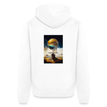 Die Welt - Unisex Premium Bio Zip Hoodie - Weiß - Hinten - Thijin (182cm)