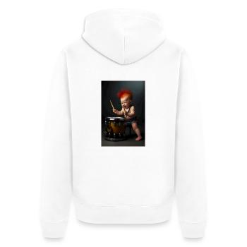 Drum Baby - Unisex Premium Organic Zip Hoodie - white - Back - Thijin (182cm)