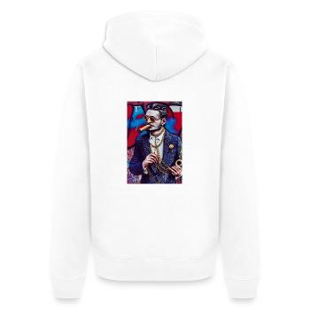 Homme en costume | graffiti pop art moderne - Veste à capuche bio Premium Unisexe - blanc - Dos - Thijin (182cm)