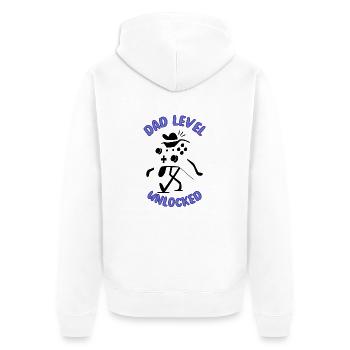DAD Level Unlocked Vater Kind Eltern Baby - Unisex Premium Bio Zip Hoodie - Weiß - Hinten - Thijin (182cm)