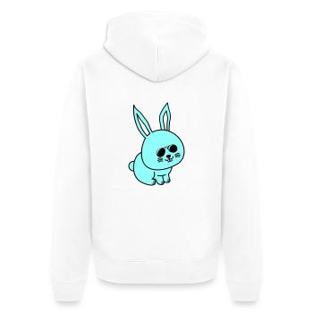 hase comic cool - Unisex Premium Bio Zip Hoodie - Weiß - Hinten - Thijin (182cm)