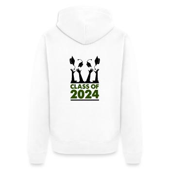 class of 2024 - Unisex Premium Bio Zip Hoodie - Weiß - Hinten - Thijin (182cm)