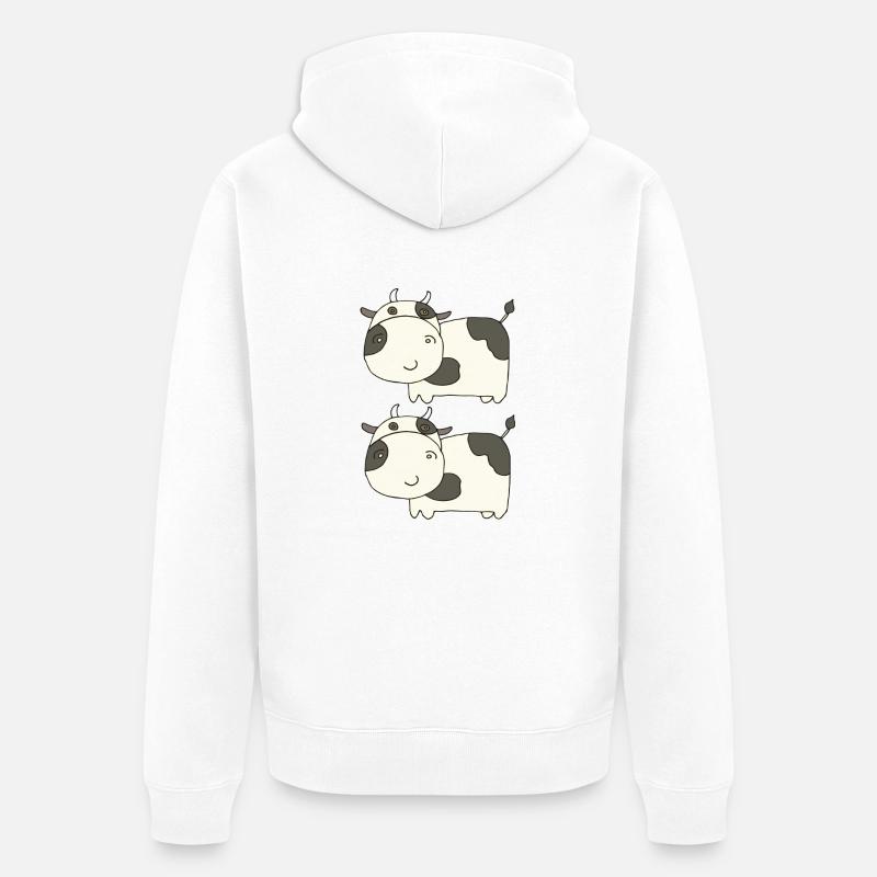 Vache double - Veste à capuche bio Premium Unisexe - blanc