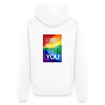Be Proud Be Loud Be YOU - Unisex Premium Bio Zip Hoodie - Weiß - Hinten - Thijin (182cm)