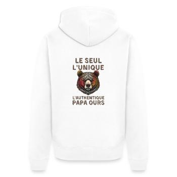 Authentique Papa Ours - Veste à capuche bio Premium Unisexe - blanc - Dos - Thijin (182cm)