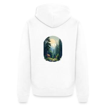 Cabane pixélisée dans les bois - Veste à capuche bio Premium Unisexe - blanc - Dos - Thijin (182cm)