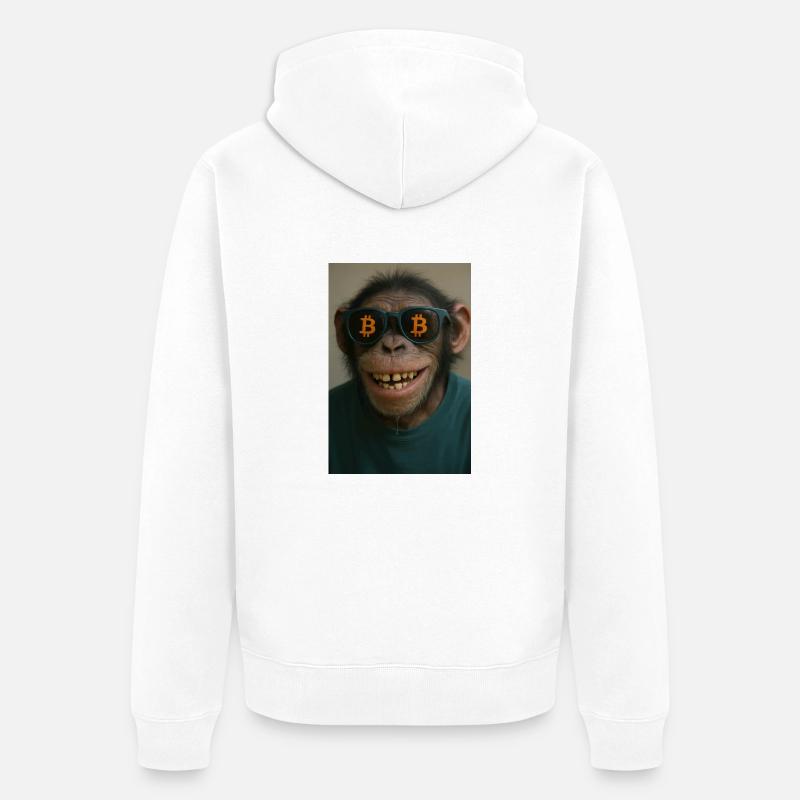 Bitcoin rencontre Monkey Joe - Veste à capuche bio Premium Unisexe - blanc
