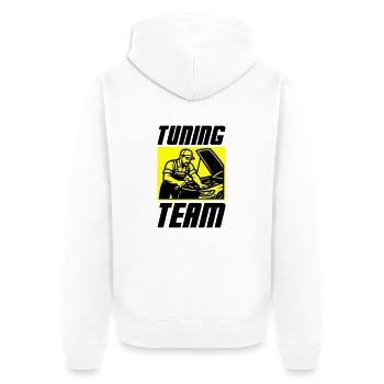 Tuning Team Auto - Unisex Premium Bio Zip Hoodie - Weiß - Hinten - Thijin (182cm)