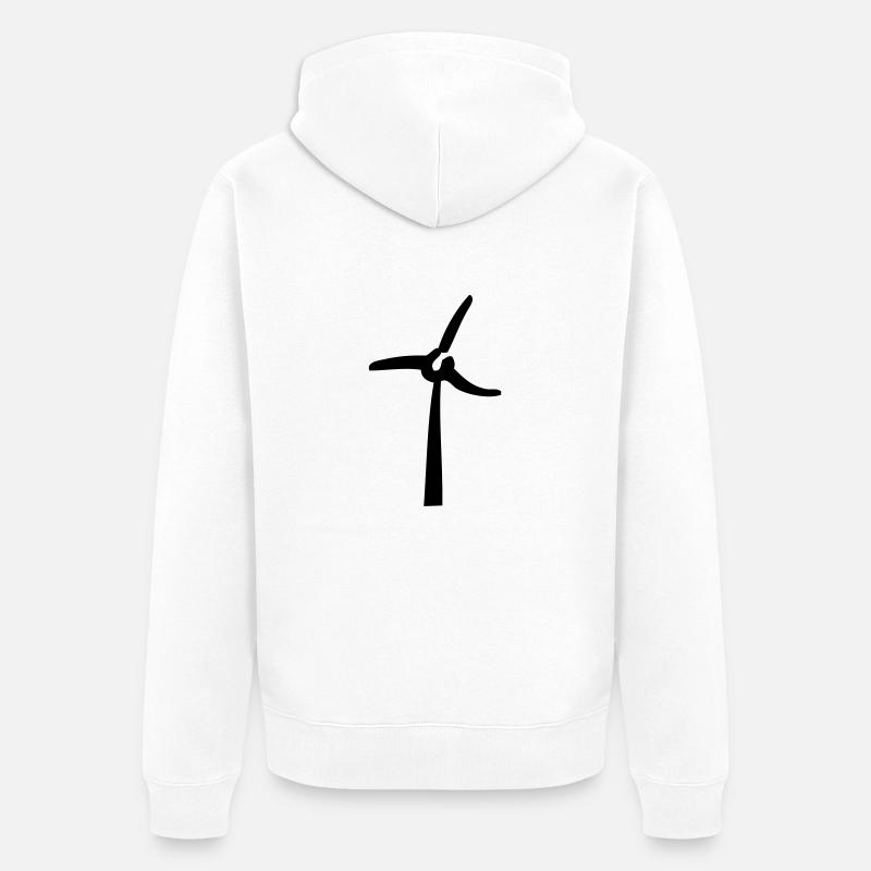 Windmill, éolienne, Windrad - Unisex Premium Bio Zip Hoodie - Weiß