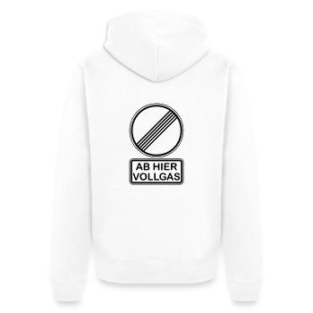 Geburtstag - Ab hier Vollgas Verkehrsschild - Unisex Premium Bio Zip Hoodie - Weiß - Hinten - Thijin (182cm)