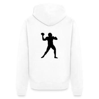 Football Footballspieler Quarterback - Unisex Premium Bio Zip Hoodie - Weiß - Hinten - Thijin (182cm)