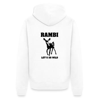 RAMBI II - Unisex Premium Bio Zip Hoodie - Weiß - Hinten - Thijin (182cm)