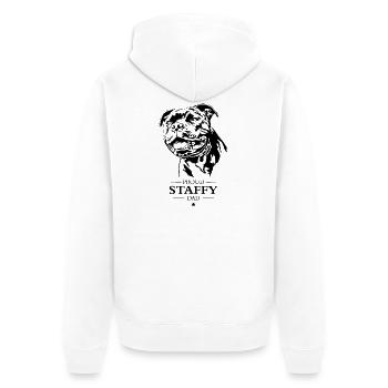 Staffy Dad Staffordshire Bullterrier Hund Wilsigns - Unisex Premium Bio Zip Hoodie - Weiß - Hinten - Thijin (182cm)